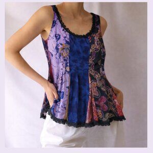 ODD MOLLY Vintage 100% Silk Blouse Sleeveless Fairycore Babydoll Women's Medium